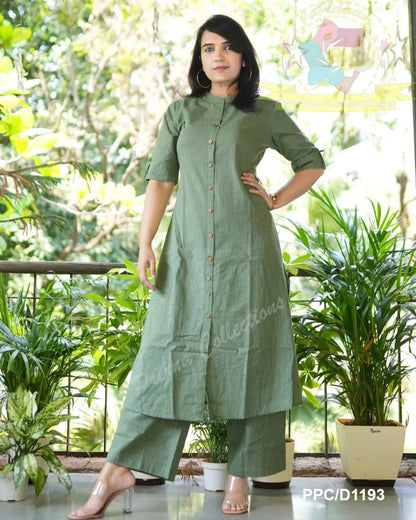 Libas Kurta Olive Green Co-Ord Set In A-Line Kurta And Pant Set