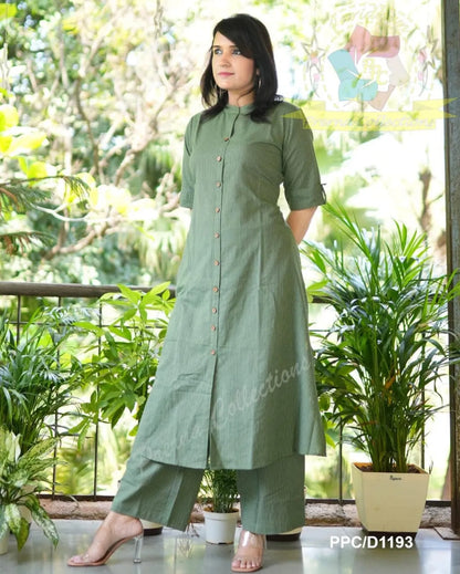 Libas Kurta Olive Green Co-Ord Set In A-Line Kurta And Pant Set