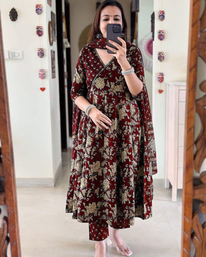 Libas Anarkali Kurta Set With Angrakha Style For Women( Purple )