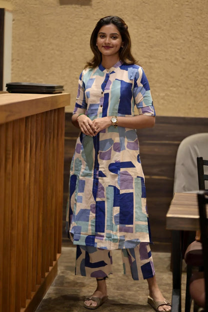 Libas Abstract Print Cotton Kurta Set With Pants – Modern Co-Ord Style