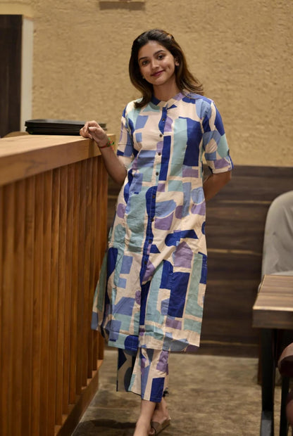 Libas Abstract Print Cotton Kurta Set With Pants – Modern Co-Ord Style