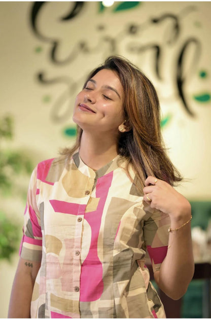 Libas Trendy Multicolor Abstract Print Cotton Co-Ord Set