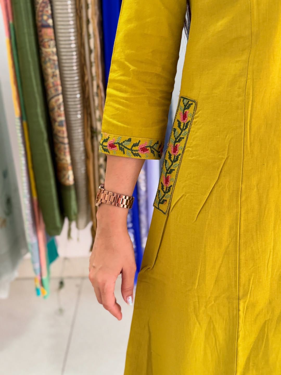 Libas Mustard Yellow Embroidered Kurta Set